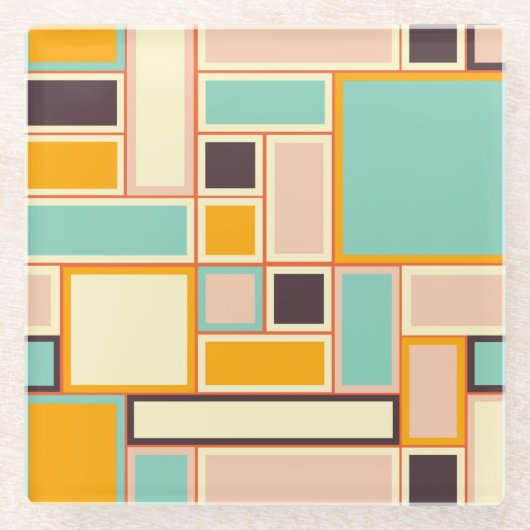Vibrant abstract pattern with rectangles glazen onderzetter (Voorkant)