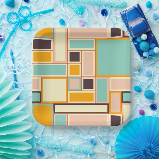Vibrant abstract pattern with rectangles papieren bordje (Feest)