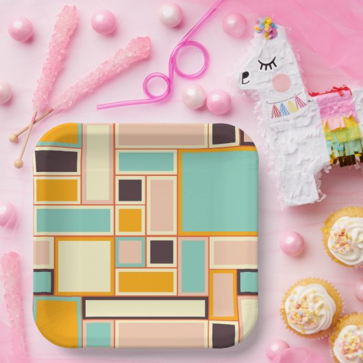 Vibrant abstract pattern with rectangles papieren bordje (Feest)