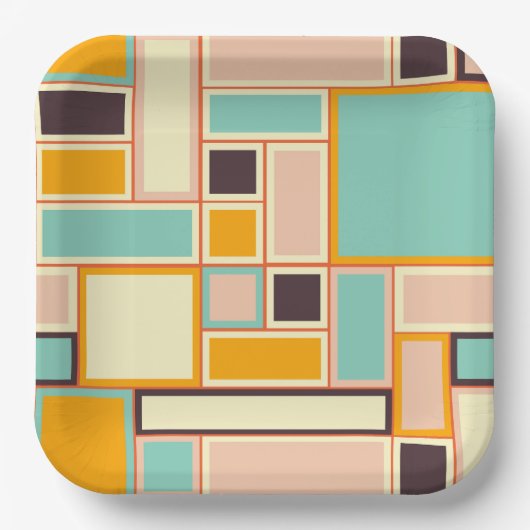 Vibrant abstract pattern with rectangles papieren bordje (Voorkant)