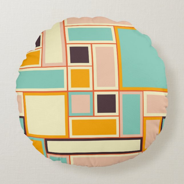 Vibrant abstract pattern with rectangles rond kussen (Voorkant)