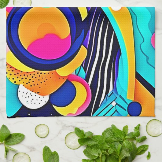 Vibrant Abstract Pop Art Theedoek (Gevouwen)