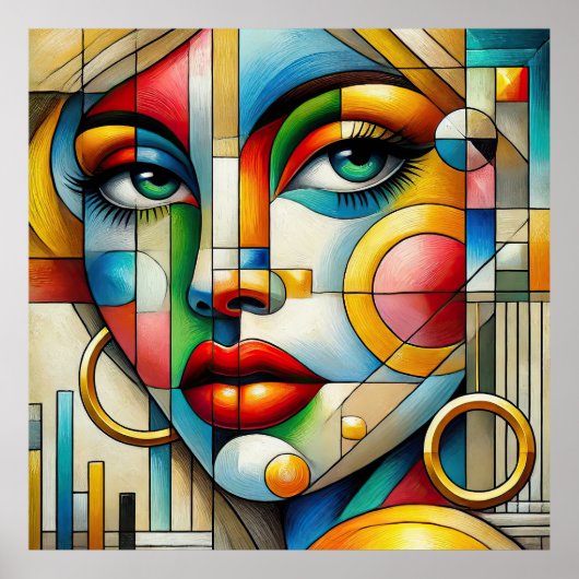 Vibrant Abstract Portrait women  Poster (Voorkant)