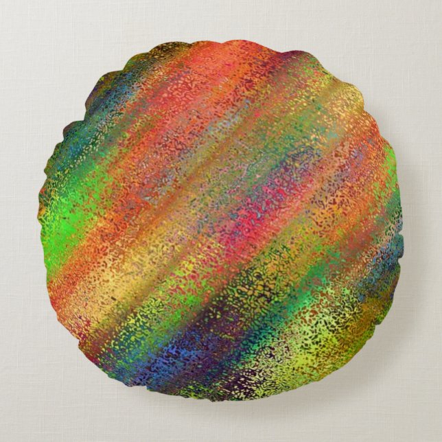 Vibrant Abstract Rond Kussen (Voorkant)