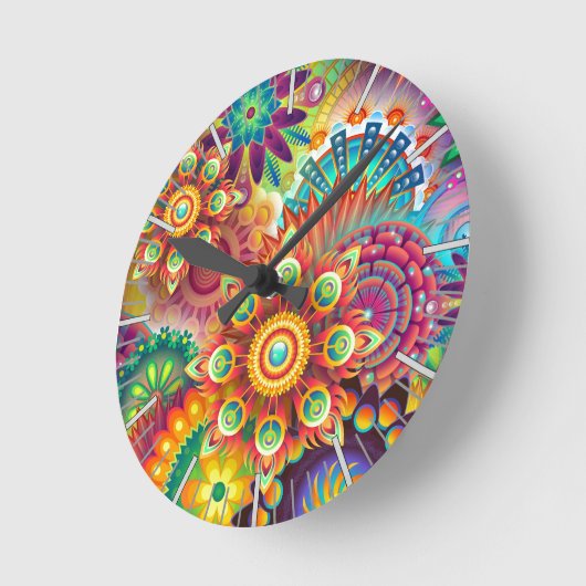 Vibrant Abstract Ronde Klok (Hoek)