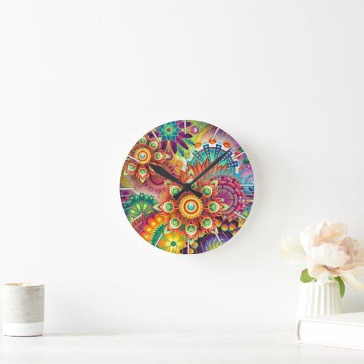 Vibrant Abstract Ronde Klok (Huis)