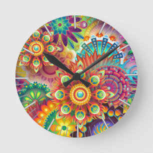 Vibrant Abstract Ronde Klok