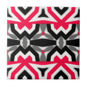 Vibrant Abstract roze zwart wit en grijs patroon Tegeltje (Voorkant)