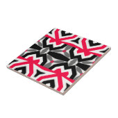 Vibrant Abstract roze zwart wit en grijs patroon Tegeltje (Zijkant)