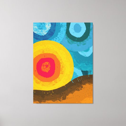 Vibrant Abstract Sun Mountain Landscape Canvas Afdruk (Voorkant)