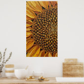Vibrant Abstract Sunflower Impasto Poster (Keuken)