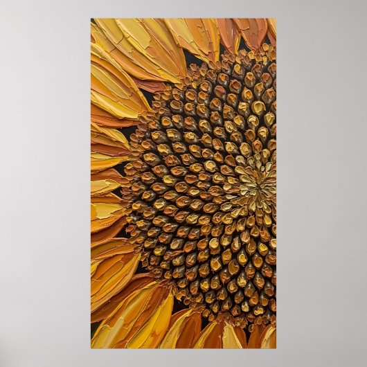 Vibrant Abstract Sunflower Impasto Poster (Voorkant)