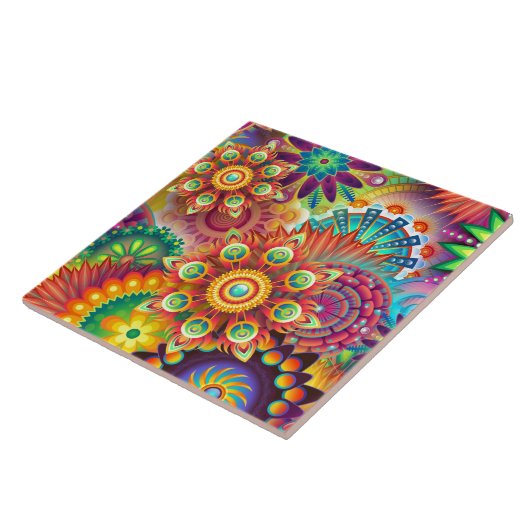 Vibrant Abstract Tegeltje (Zijkant)