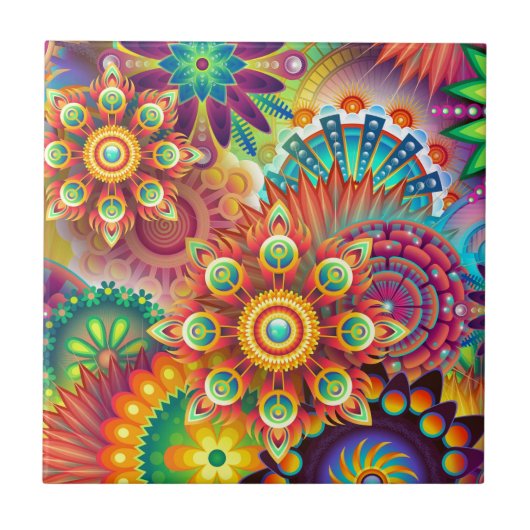 Vibrant Abstract Tegeltje (Voorkant)