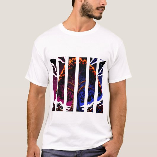 vibrant Abstract Tree Split Panel graphic T-shirt (Voorkant)