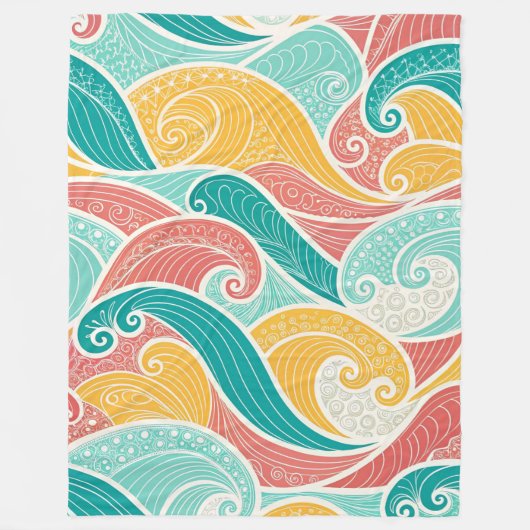 Vibrant Abstract Waves Seamless Pattern Fleece Deken (Voorkant)