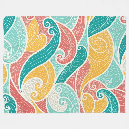 Vibrant Abstract Waves Seamless Pattern Fleece Deken (Voorkant (Horizontaal))
