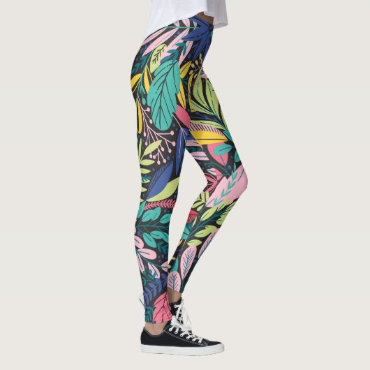 Vibrant Abstracte Floral Pattern leggings (Rechts)