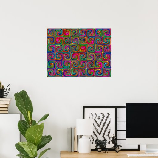 Vibrant Abstracte kunstspiralen Poster (Thuiskantoor)
