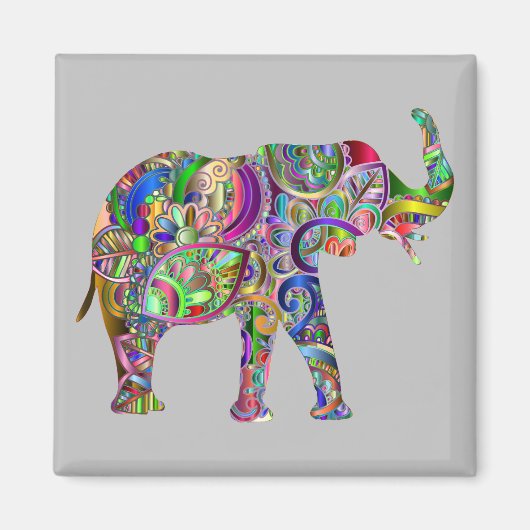 Vibrant Abstracte olifant Magneet (Voorkant)