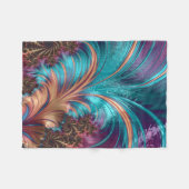 Vibrant Abstracte veren Turquoise & Paars Fleece Deken (Voorkant (Horizontaal))