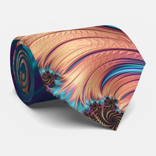 Vibrant Abstracte veren Turquoise & Paars Stropdas (Opgerold)