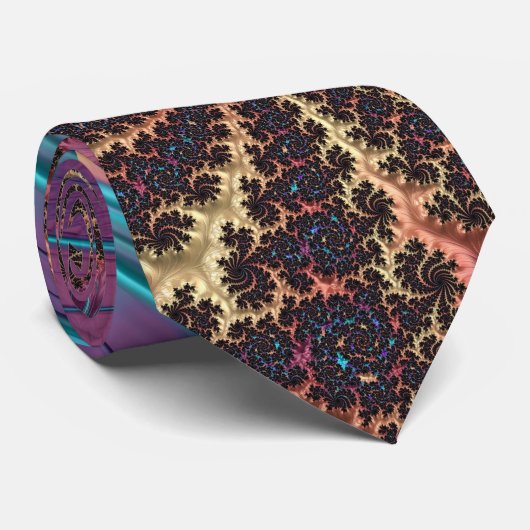 Vibrant Abstracte veren Turquoise & Paars Stropdas (Opgerold)