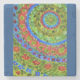 Vibrant abstracte waterverf fractal tuin stenen onderzetter