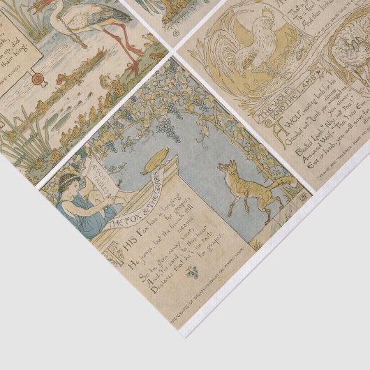 Vibrant Aesop's Fables Background Artist Tissuepapier (Detail)