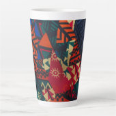 Vibrant African Geometric Tribal Abstract Pattern Latte Mok (Voorkant)