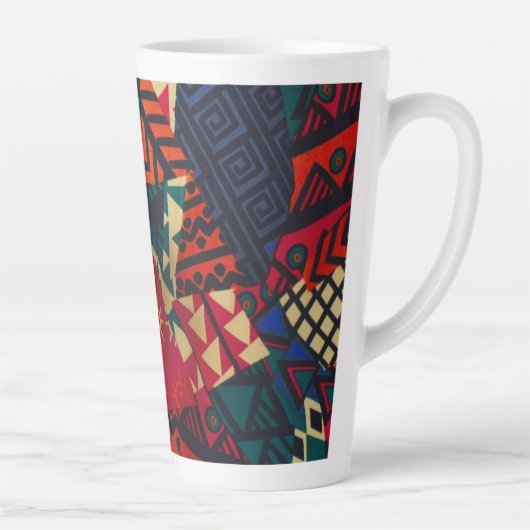 Vibrant African Geometric Tribal Abstract Pattern Latte Mok (Rechts)