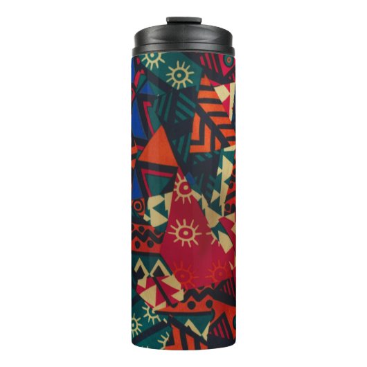 Vibrant African Geometric Tribal Abstract Pattern Thermosbeker (Voorkant)