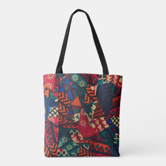 Vibrant African Geometric Tribal Abstract Pattern Tote Bag (Achterkant)