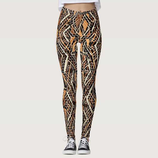 Vibrant African Mud Cloth Leggings (Voorkant)
