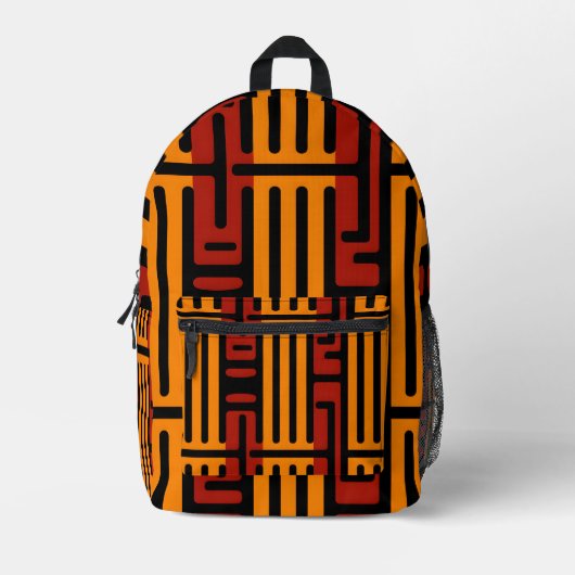 Vibrant African Pattern Bedrukte Rugzak (Voorkant)