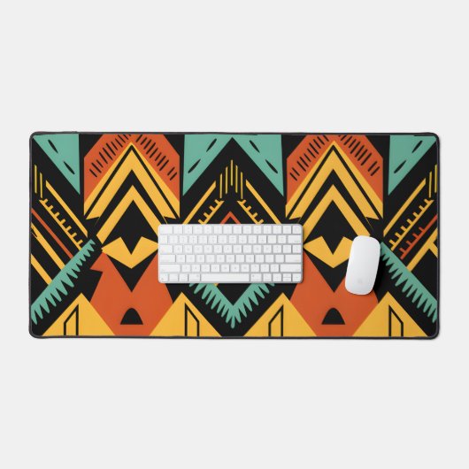 Vibrant African Pattern Bureaumat (Keyboard & Muis)