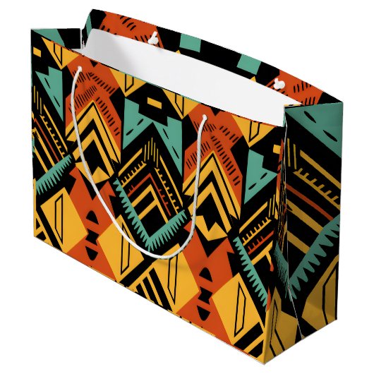 Vibrant African Pattern Groot Cadeauzakje (Achterkant Gekanteld)