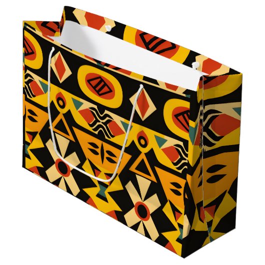 Vibrant African Pattern Groot Cadeauzakje (Voorkant Gekanteld)