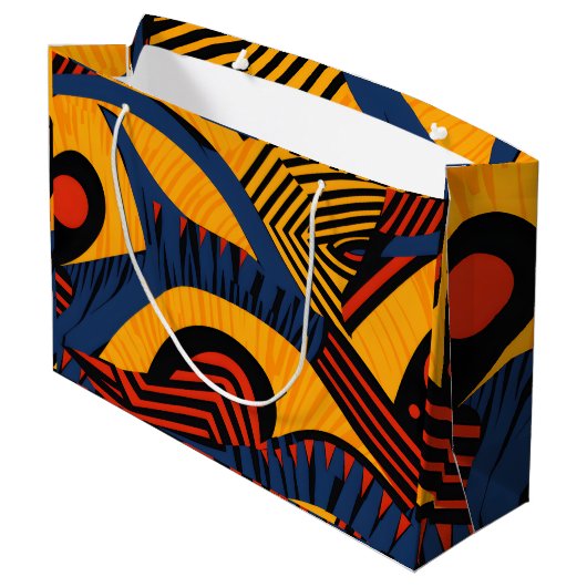 Vibrant African Pattern Groot Cadeauzakje (Achterkant Gekanteld)