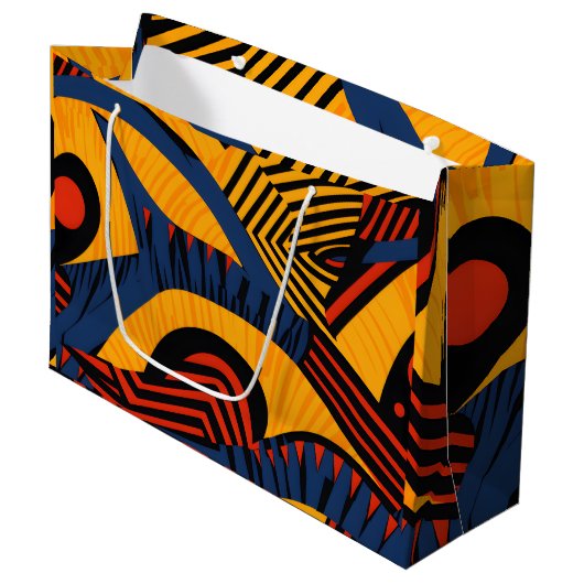 Vibrant African Pattern Groot Cadeauzakje (Voorkant Gekanteld)