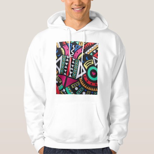 Vibrant Afro-Centric Geometric Pattern – Bold Trib Hoodie (Voorkant)