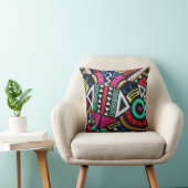 Vibrant Afro-Centric Geometric Pattern – Bold Trib Kussen (Stoel)