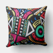 Vibrant Afro-Centric Geometric Pattern – Bold Trib Kussen (Achterkant)