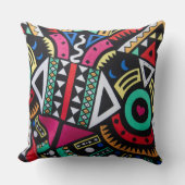 Vibrant Afro-Centric Geometric Pattern – Bold Trib Kussen (Voorkant)