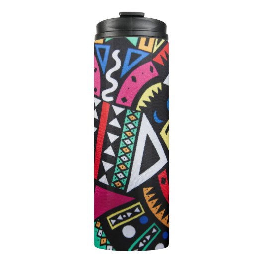 Vibrant Afro-Centric Geometric Pattern – Bold Trib Thermosbeker (Voorkant)