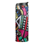 Vibrant Afro-Centric Geometric Pattern – Bold Trib Thermosbeker (Gedraaid links)