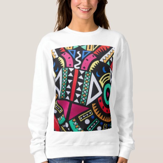 Vibrant Afro-Centric Geometric Pattern – Bold Trib Trui (Voorkant)