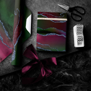 Vibrant Agate   Rich Pink en Green Jewel Tone Cadeaupapier