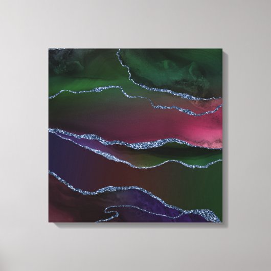 Vibrant Agate | Rich Pink en Green Jewel Tone Canvas Afdruk (Voorkant)