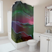 Vibrant Agate | Rich Pink en Green Jewel Tone Douchegordijn (In situ)